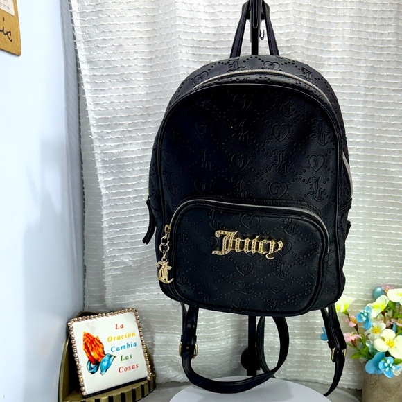 Juicy Couture Handbags - (E4) Juicy Couture Black Backpack with Gold Accents